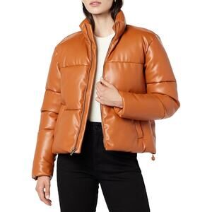 New The Drop Women's Priscilla Vegan Leather Puffer - Large